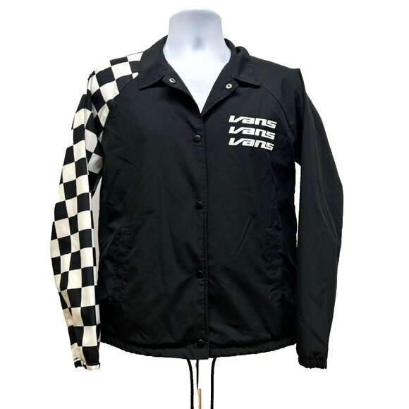 VANS Thank You Coach Superspeed Windbreaker Black Checkerboard Jacket Medium - Picture 1 of 7